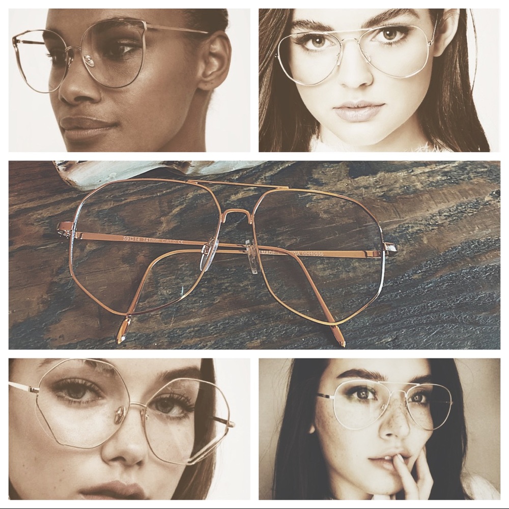 Gold Geometric Wire Glasses - Clear Lens Fashion Accessory NWOT - Picture 3 of 17